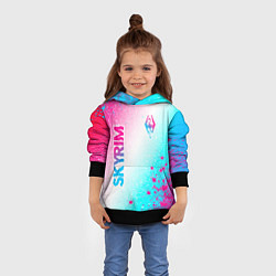 Толстовка-худи детская Skyrim neon gradient style: надпись, символ, цвет: 3D-черный — фото 2