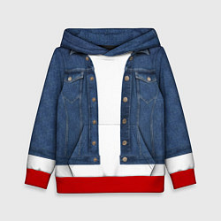 Толстовка-худи детская Джинсовая куртка, цвет: 3D-красный