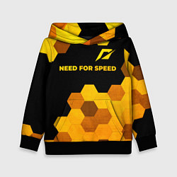 Толстовка-худи детская Need for Speed - gold gradient: символ сверху, цвет: 3D-черный
