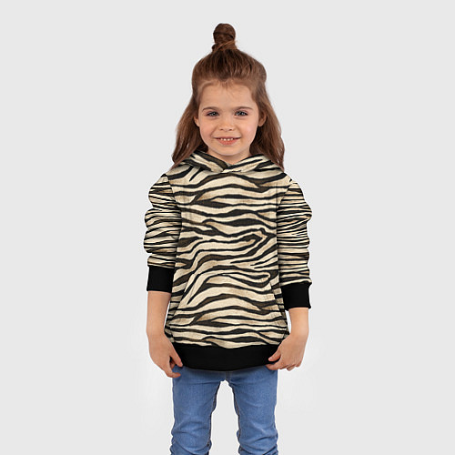 Детская толстовка Шкура зебры и белого тигра / 3D-Черный – фото 4