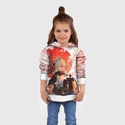 Толстовка-худи детская Казуха с зонтиком - Геншин Импакт, цвет: 3D-белый — фото 2