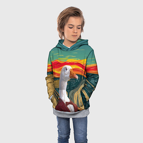 Детская толстовка Утка пародия на картину Крик / 3D-Меланж – фото 3