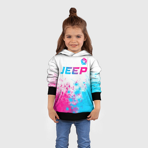 Детская толстовка Jeep neon gradient style: символ сверху / 3D-Черный – фото 4