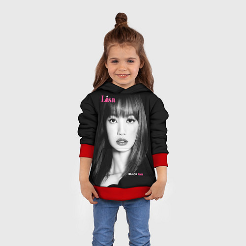 Детская толстовка Blackpink Lisa Portrait / 3D-Красный – фото 4