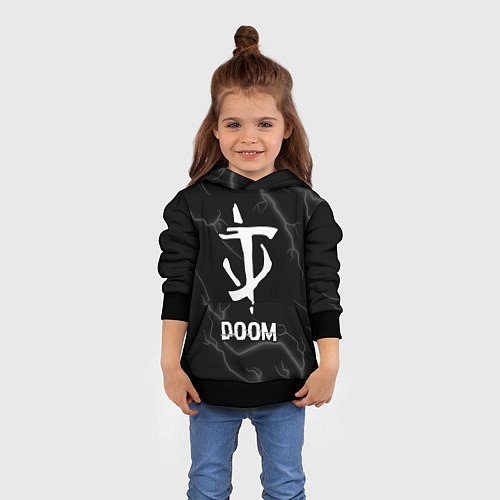 Детская толстовка Doom glitch на темном фоне / 3D-Черный – фото 4