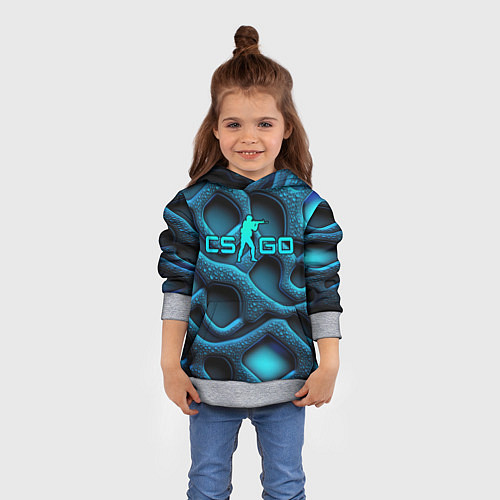 Детская толстовка CS GO blue neon logo / 3D-Меланж – фото 4