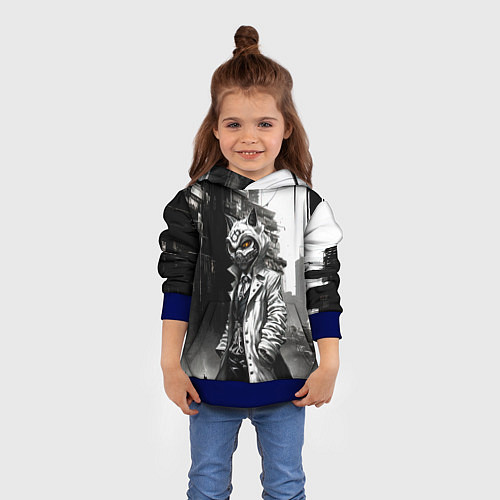 Детская толстовка Кибернетический кицунэ / 3D-Синий – фото 4