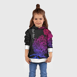 Толстовка-худи детская Neon flowers - japanese art, цвет: 3D-белый — фото 2