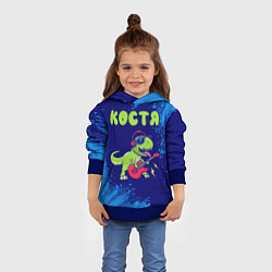 Толстовка-худи детская Костя рокозавр, цвет: 3D-синий — фото 2