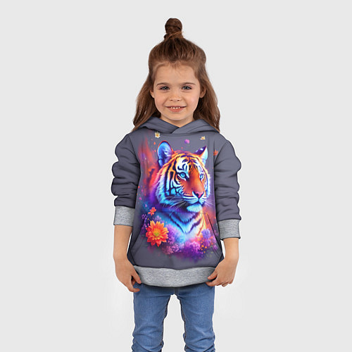 Детская толстовка Тигр и краски - нейросеть / 3D-Меланж – фото 4