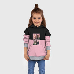 Толстовка-худи детская Черно-розовые K-pop группа, цвет: 3D-меланж — фото 2