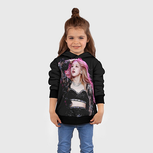 Детская толстовка Blackpink Rose Pink hair / 3D-Черный – фото 4