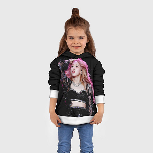 Детская толстовка Blackpink Rose Pink hair / 3D-Белый – фото 4