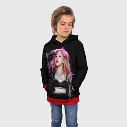Толстовка-худи детская Blackpink Rose Pink hair, цвет: 3D-красный — фото 2