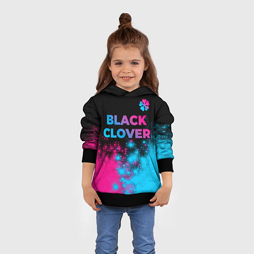 Детская толстовка Black Clover - neon gradient: символ сверху / 3D-Черный – фото 4