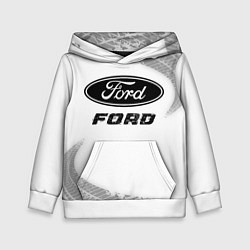 Толстовка-худи детская Ford speed на светлом фоне со следами шин, цвет: 3D-белый