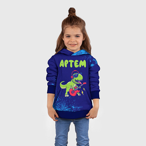 Детская толстовка Артем рокозавр / 3D-Синий – фото 4