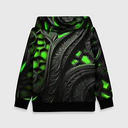 Толстовка-худи детская Green black abstract, цвет: 3D-черный