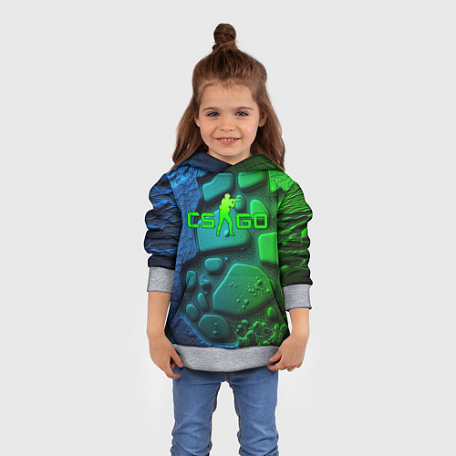 Детская толстовка CS GO green black abstract / 3D-Меланж – фото 4