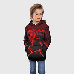 Толстовка-худи детская CS GO red neon texture, цвет: 3D-черный — фото 2