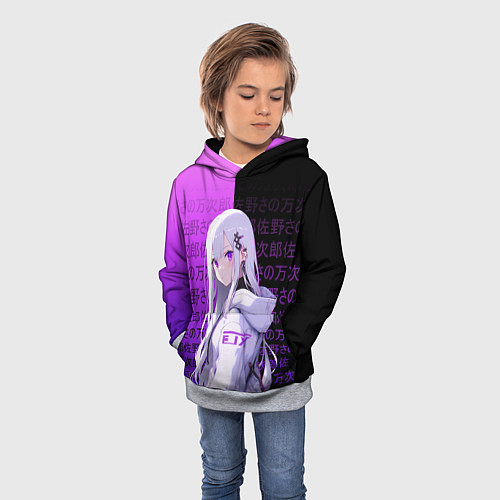 Детская толстовка Эмилия тан в современности - ре зеро / 3D-Меланж – фото 3