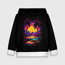 Детская толстовка Неоновая машина и пальмы
