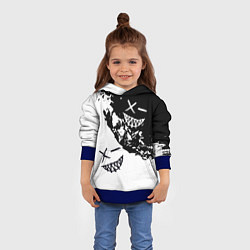 Толстовка-худи детская Smile - black and white, цвет: 3D-синий — фото 2