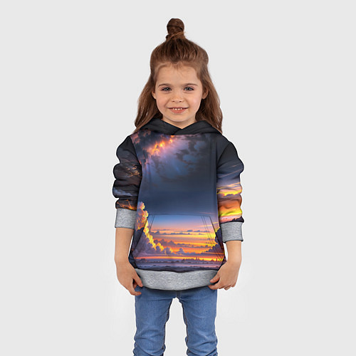 Детская толстовка Млечный путь и облака на закате / 3D-Меланж – фото 4