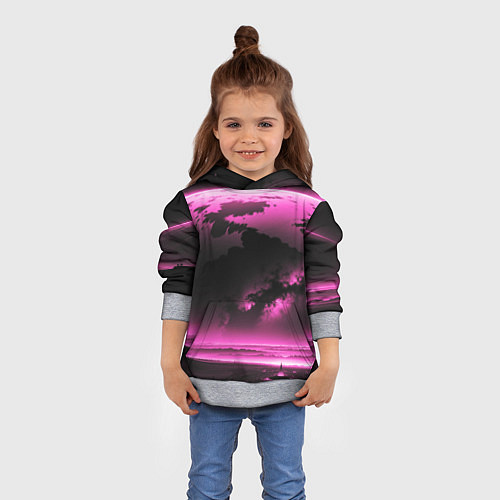 Детская толстовка Сай фай пейзаж в черно розовых тонах / 3D-Меланж – фото 4