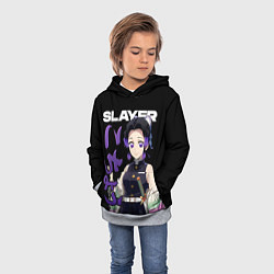 Толстовка-худи детская Шинобу кочо - иероглифы - клинок, цвет: 3D-меланж — фото 2