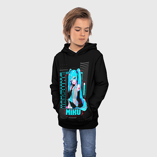 Детская толстовка Девочка Хацуне Мику / 3D-Черный – фото 3