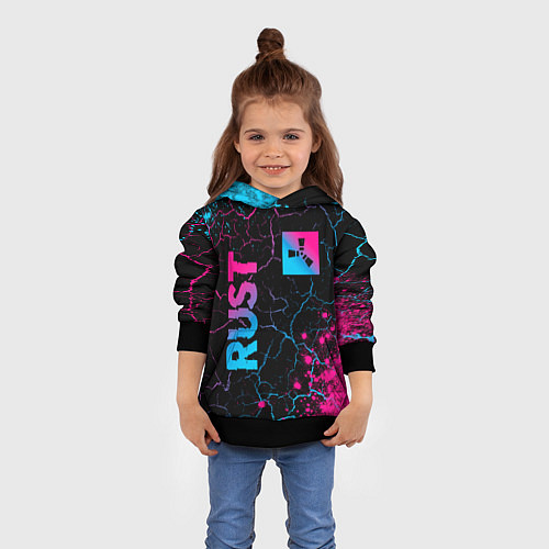 Детская толстовка Rust - neon gradient: надпись, символ / 3D-Черный – фото 4