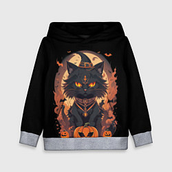 Детская толстовка Черный кот в хеллоуине