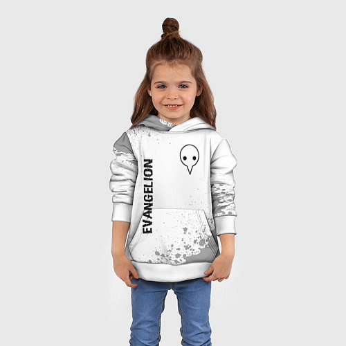 Детская толстовка Evangelion glitch на светлом фоне: надпись, символ / 3D-Белый – фото 4