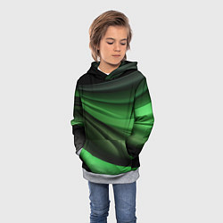 Толстовка-худи детская Темная зеленая текстура, цвет: 3D-меланж — фото 2