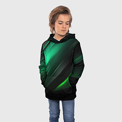 Толстовка-худи детская Black green abstract, цвет: 3D-черный — фото 2