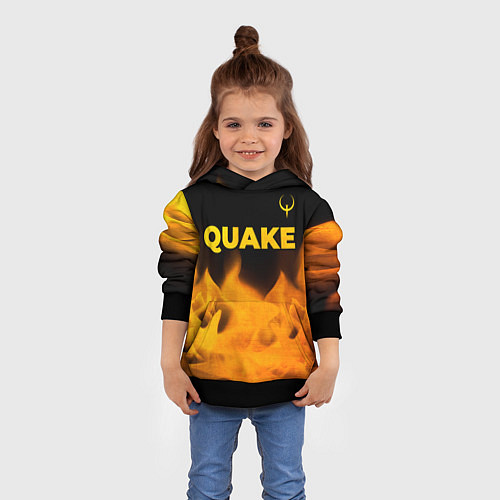 Детская толстовка Quake - gold gradient: символ сверху / 3D-Черный – фото 4