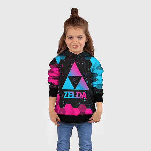 Детская толстовка Zelda - neon gradient / 3D-Черный – фото 4
