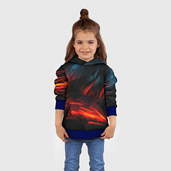 Толстовка-худи детская Red black abstract, цвет: 3D-синий — фото 2