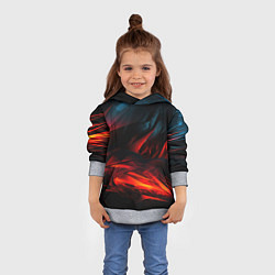 Толстовка-худи детская Red black abstract, цвет: 3D-меланж — фото 2