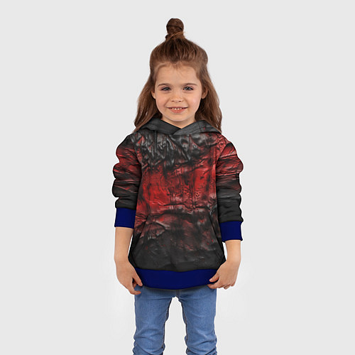 Детская толстовка Объемная красная черная текстура / 3D-Синий – фото 4