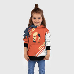 Толстовка-худи детская Ленин на красном фоне, цвет: 3D-черный — фото 2