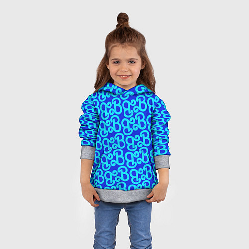 Детская толстовка Логотип Барби - синий паттерн / 3D-Меланж – фото 4