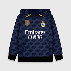 Толстовка-худи детская ФК Реал Мадрид форма 2324 гостевая, цвет: 3D-черный