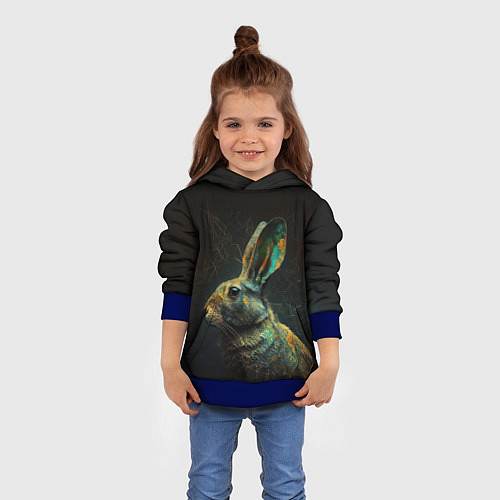 Детская толстовка Магический кролик / 3D-Синий – фото 4