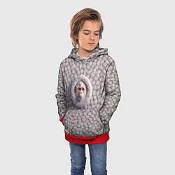 Толстовка-худи детская Забавная белая обезьяна, цвет: 3D-красный — фото 2