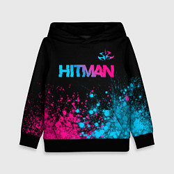 Толстовка-худи детская Hitman - neon gradient: символ сверху, цвет: 3D-черный