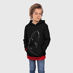 Толстовка-худи детская Хищник на черном фоне, цвет: 3D-красный — фото 2