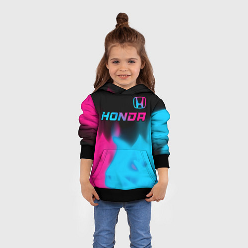 Детская толстовка Honda - neon gradient: символ сверху / 3D-Черный – фото 4