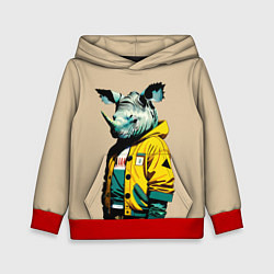 Толстовка-худи детская Dude rhino - urban style, цвет: 3D-красный